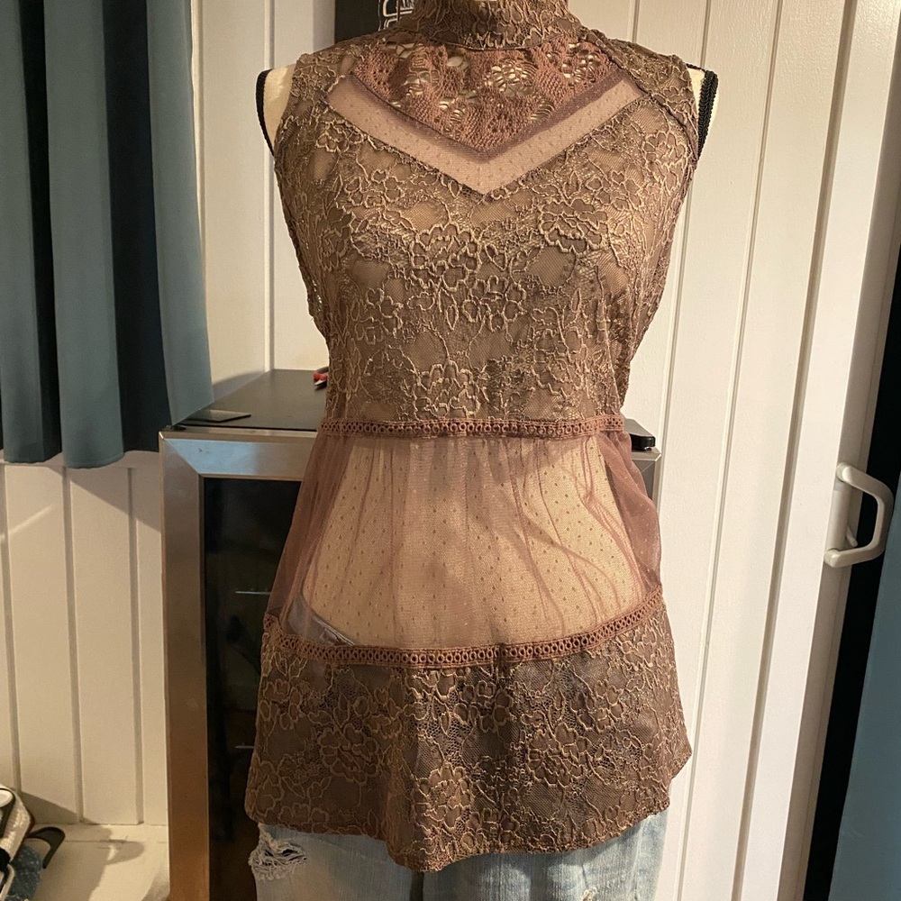 Sheer Lace Sleeveless Top